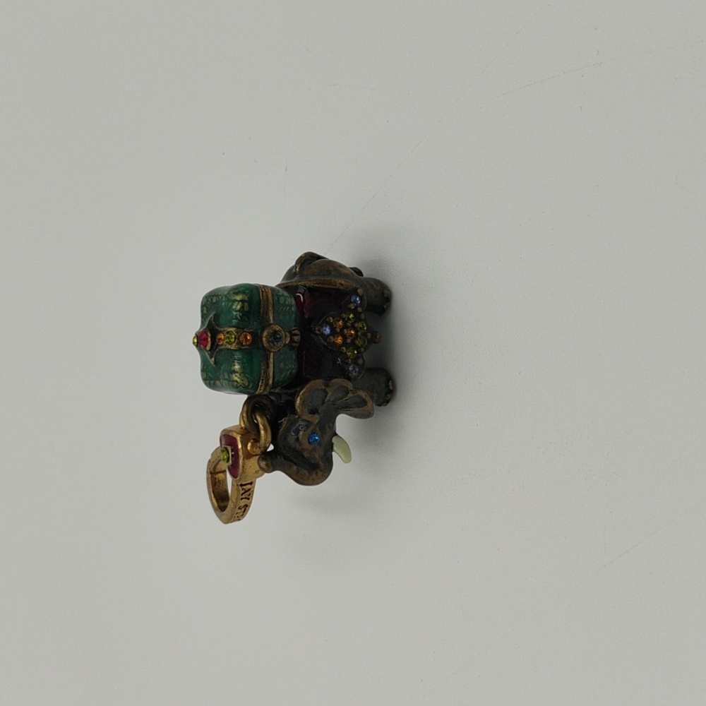 Jay Strongwater Elias Enamel & Swarovski Crystals Elephant with Trunk Charm